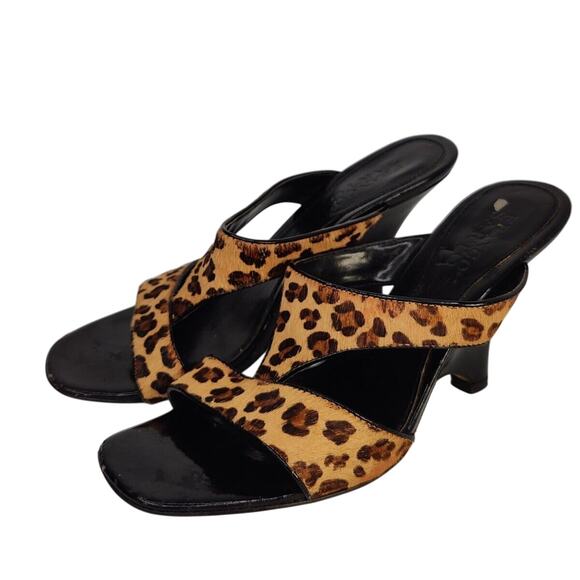 Vintage Leopard Print Wedge Sandals Sz 7.5 - Picture 3 of 9